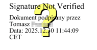 signature not verified